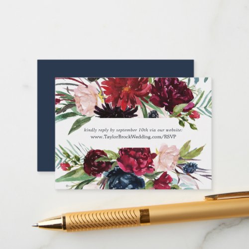 Autumn Garden  Burgundy Wedding Website RSVP Enclosure Card