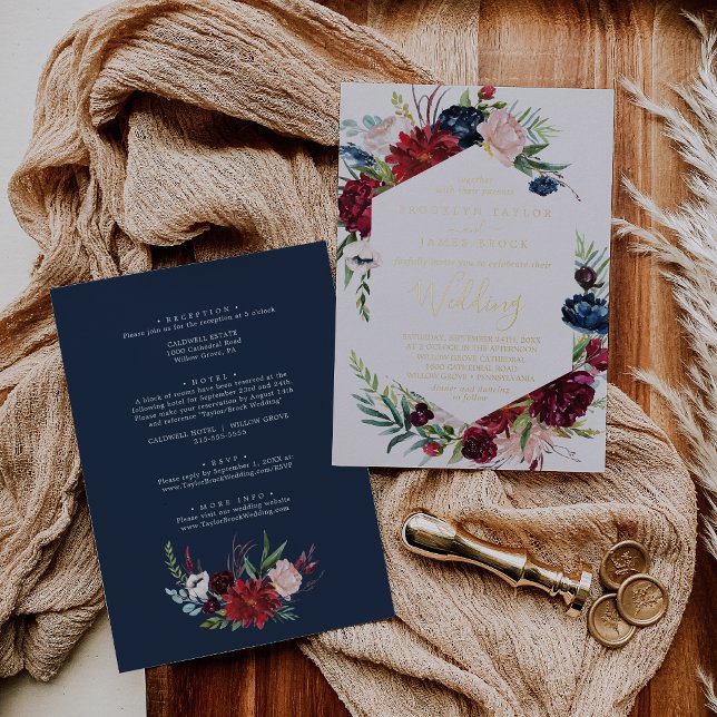 Autumn Garden | Gold Foil All In One Wedding Foil Invitation (Creator Uploaded)