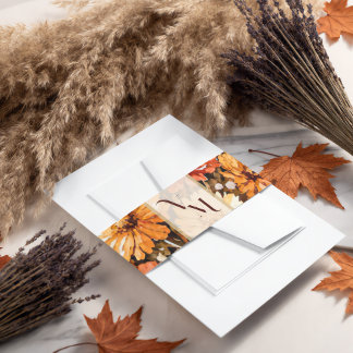 Autumn Garden in Bloom Wedding Invitation Belly Band