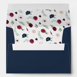Autumn Garden Navy Wedding Invitation Envelope