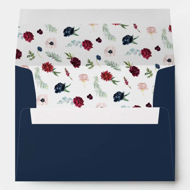 Autumn Garden | Navy Wedding Invitation Envelope (Back (Bottom))