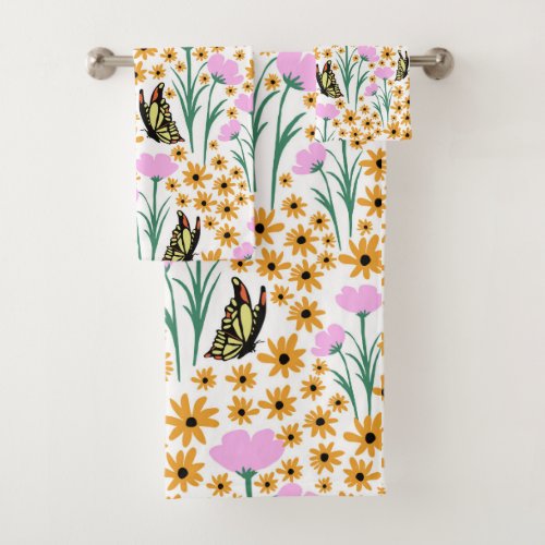 Autumn garden pattern bath towel set