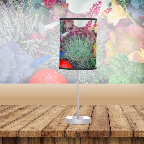 Autumn garden plants poster table lamp