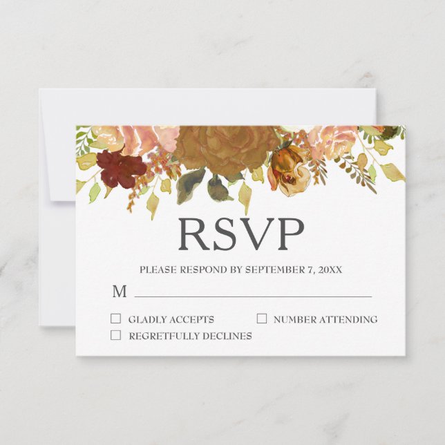 Autumn Garden Rustic Floral RSVP Card (Front)