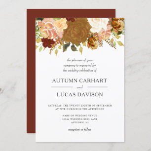 Autumn Garden Rustic Floral Wedding Invitation