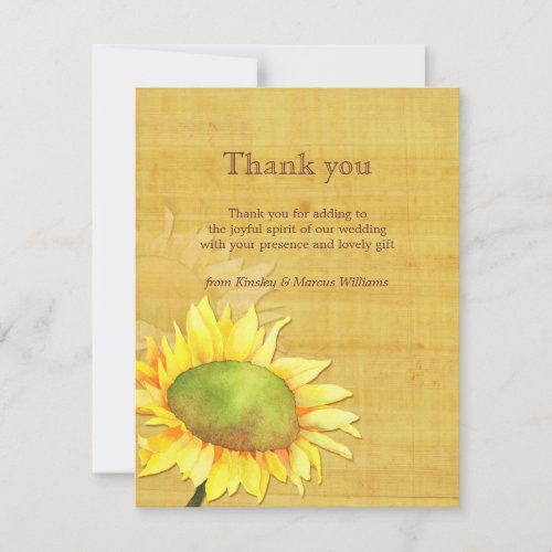 Autumn Garden Sunflower Wedding Thank You