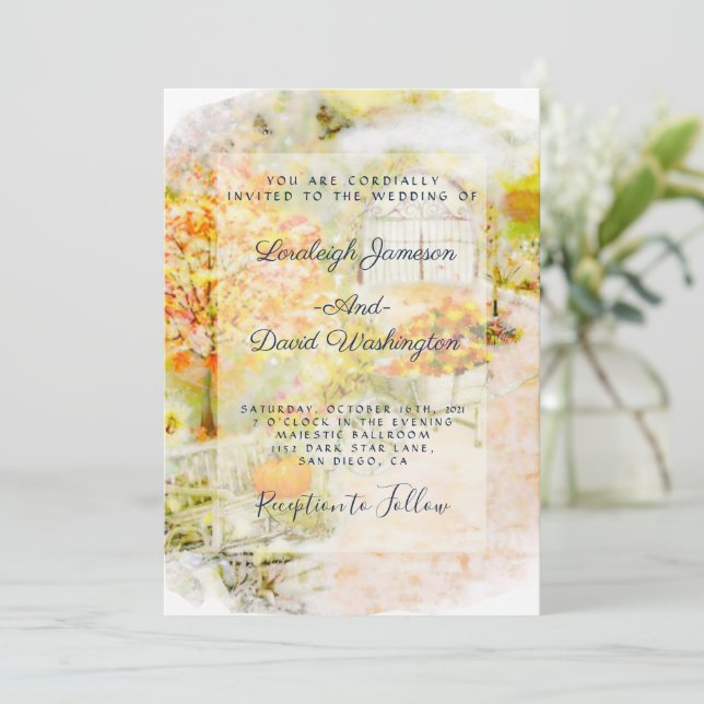 Autumn Garden wedding invitation (Standing Front)