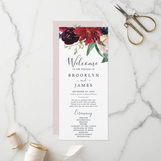 Autumn Garden Wedding Program (Front/Back In Situ)