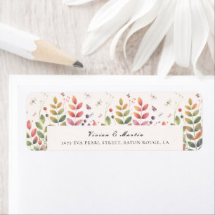 Autumn Garden With Dragonflies Wedding Address Label