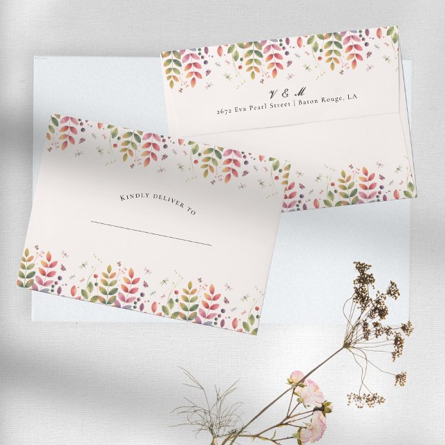 Autumn Garden With Dragonflies Wedding Envelope (Creator Uploaded)