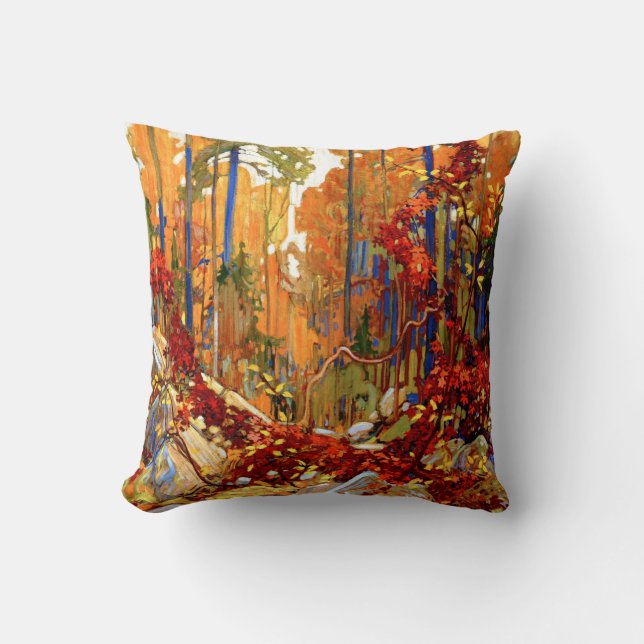 Autumn Garland, beautiful painting by Tom Thomson, Throw Pillow (Front)