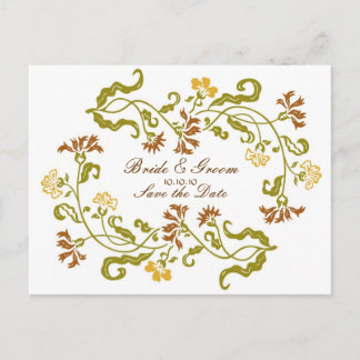 Autumn Garland Save the Date Postcard