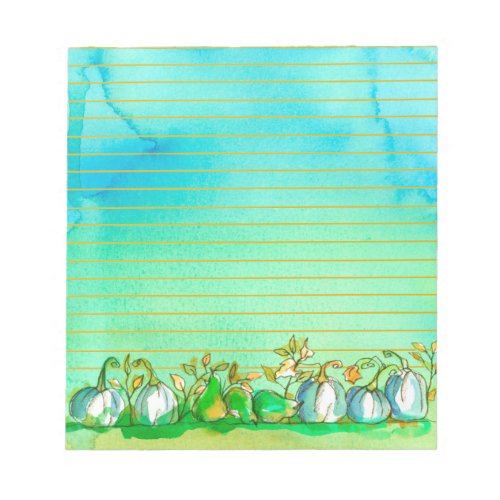 Autumn Ghost Pumpkins Watercolor Lined Notepad