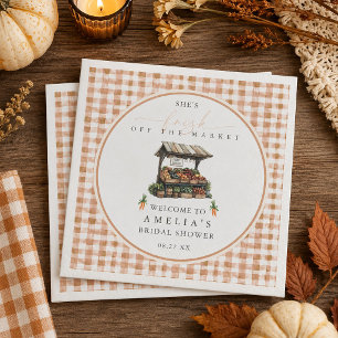 Autumn Gingham Fresh Off The Market Bridal Shower Napkins