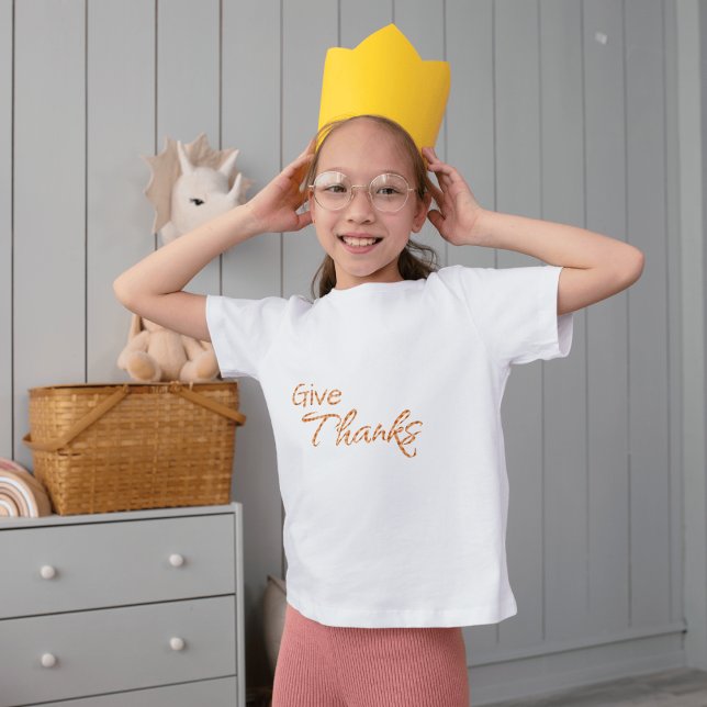 Autumn Gingham Give Thanks Kid's T-Shirt (Creator Uploaded)