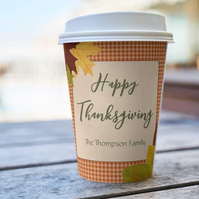 Autumn Gingham Thanksgiving Paper Cups (Creator Uploaded)