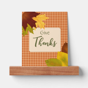 Autumn Gingham Thanksgiving Picture Ledge
