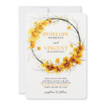 Autumn Ginkgo Biloba Wreath Wedding Invitation