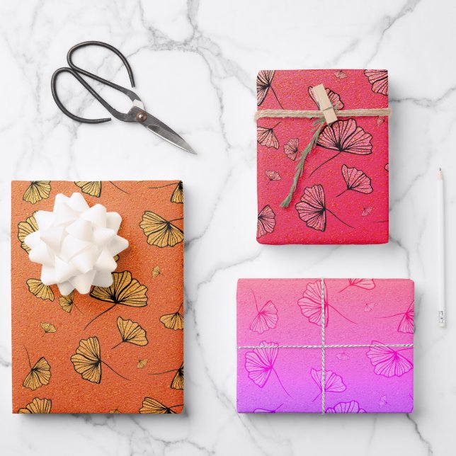 autumn ginkgo wrapping paper sheets (Front)
