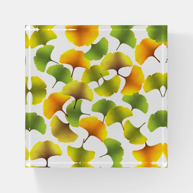 Autumn Ginko leaves Paperweight (Front)