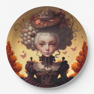 Autumn Girl And Her Fancy Hat Paper Plates