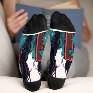 Autumn Girl Art Socks – Cozy Fall Aesthetic Gift