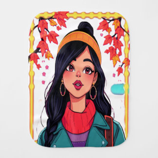 Autumn Girl Baby Burp Cloth
