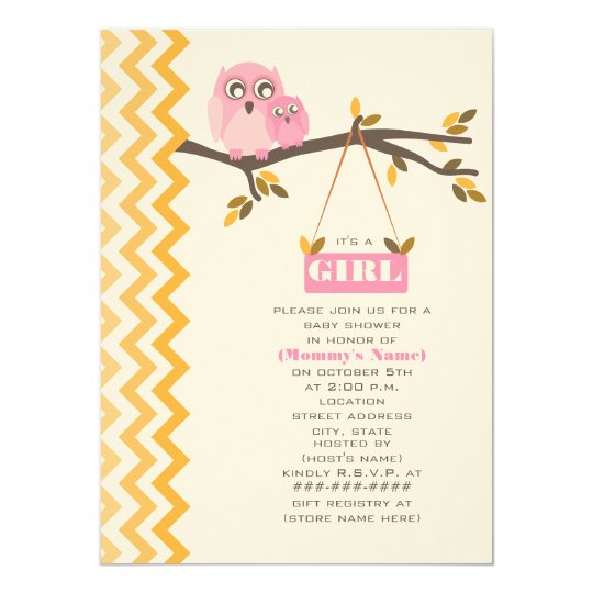 Autumn Girl Baby Shower Mommy & Baby Owl Card