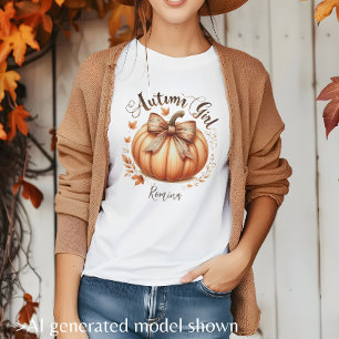 Autumn Girl custom watercolor pumpkin fall ladies T-Shirt