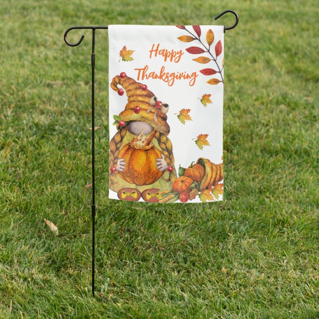 Autumn Girl Gnome  Garden Flag (In SItu)