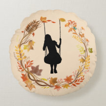 Autumn Girl on Swing Graphic _Fall Leaf