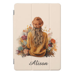 Autumn girl with knitted sweater iPad pro cover