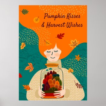 Autumn Girl With Tree In Jar  Personalize Poster by HolidayBug at Zazzle