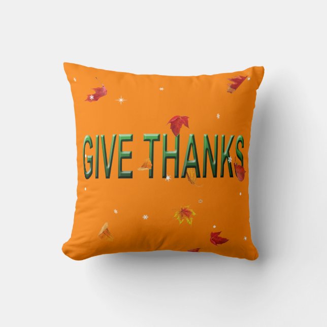 Autumn-Give Thanks Throw Pillow (Front)