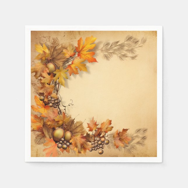 Autumn Glimmer: Wreath Harvest Napkins (Front)