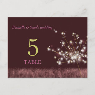 Autumn Glitter Dandelion Wedding Table Numbers