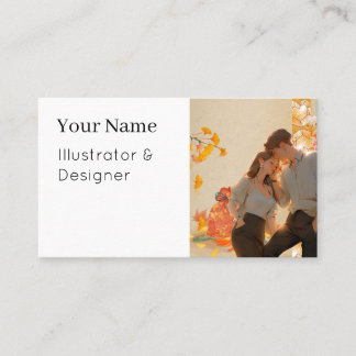 Autumn Glow: Embrace Under the Ginkgo Trees Business Card