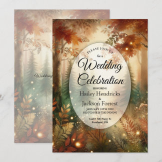 Autumn Glow in the Enchanted Forest Wedding Invitation