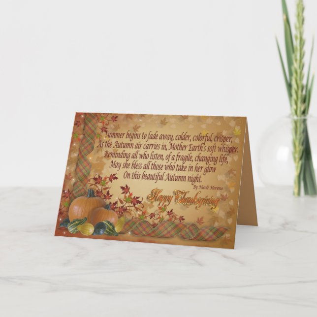 Autumn glow poem Thanksgiving greeting Holiday Card (Front)