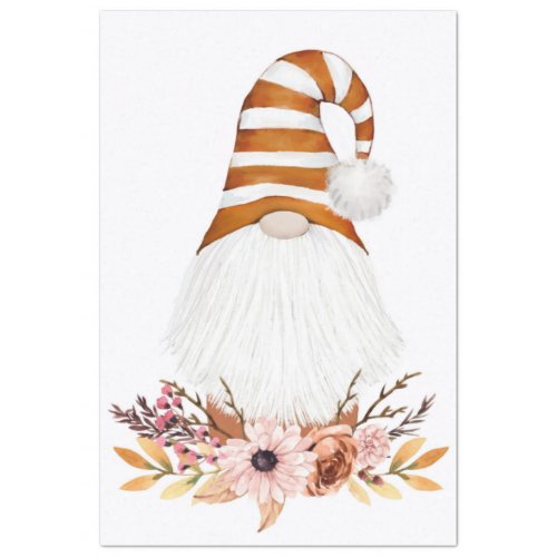 Autumn Gnome and Floral Decoupage  Tissue Paper