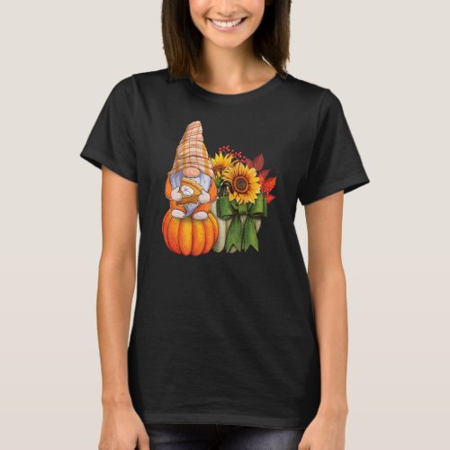 Autumn Gnome Loves Pumpkin Pie Dessert and Fall Fo T_Shirt