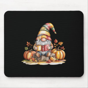 Autumn Gnome Reading Book With Pumpkins Fall Tank Mouse Pad