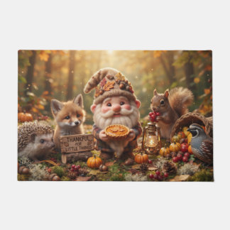 Autumn Gnome with Animals and Pie Thanksgiving Doormat