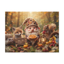 Autumn Gnome with Animals and Pie Thanksgiving