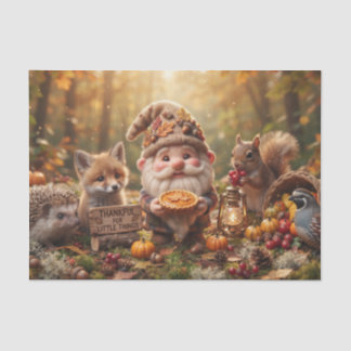 Autumn Gnome with Animals and Pie Thanksgiving Tissue Paper