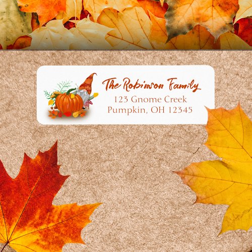 Autumn Gnome With Pumpkin  Label