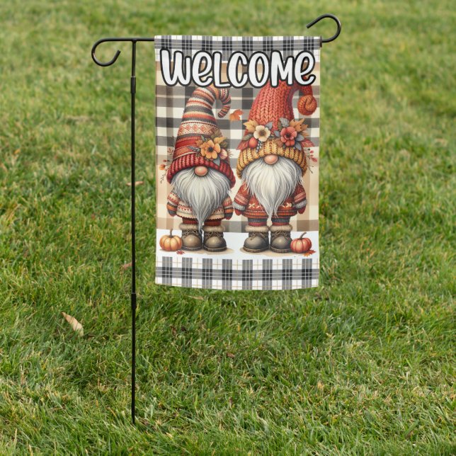 Autumn Gnomes and Pumpkins Garden Flag (In SItu)