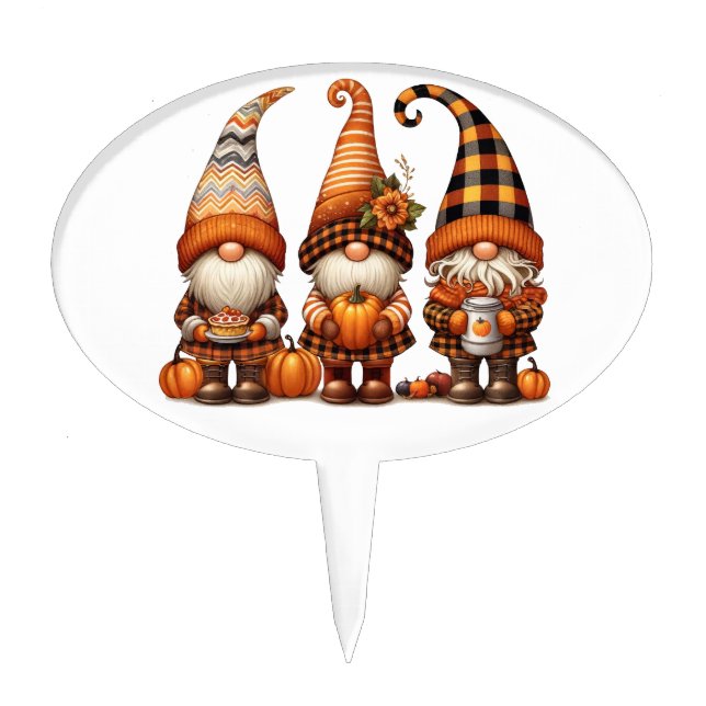 Autumn Gnomes Cake Topper (Front)