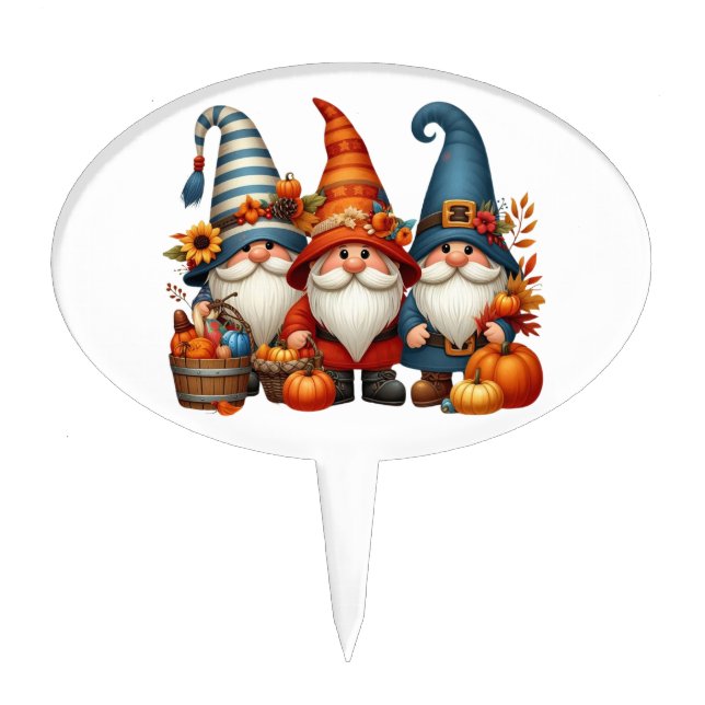 Autumn Gnomes Cake Topper (Front)