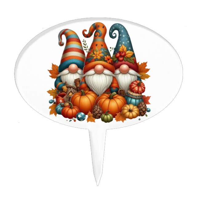 Autumn Gnomes Cake Topper (Front)